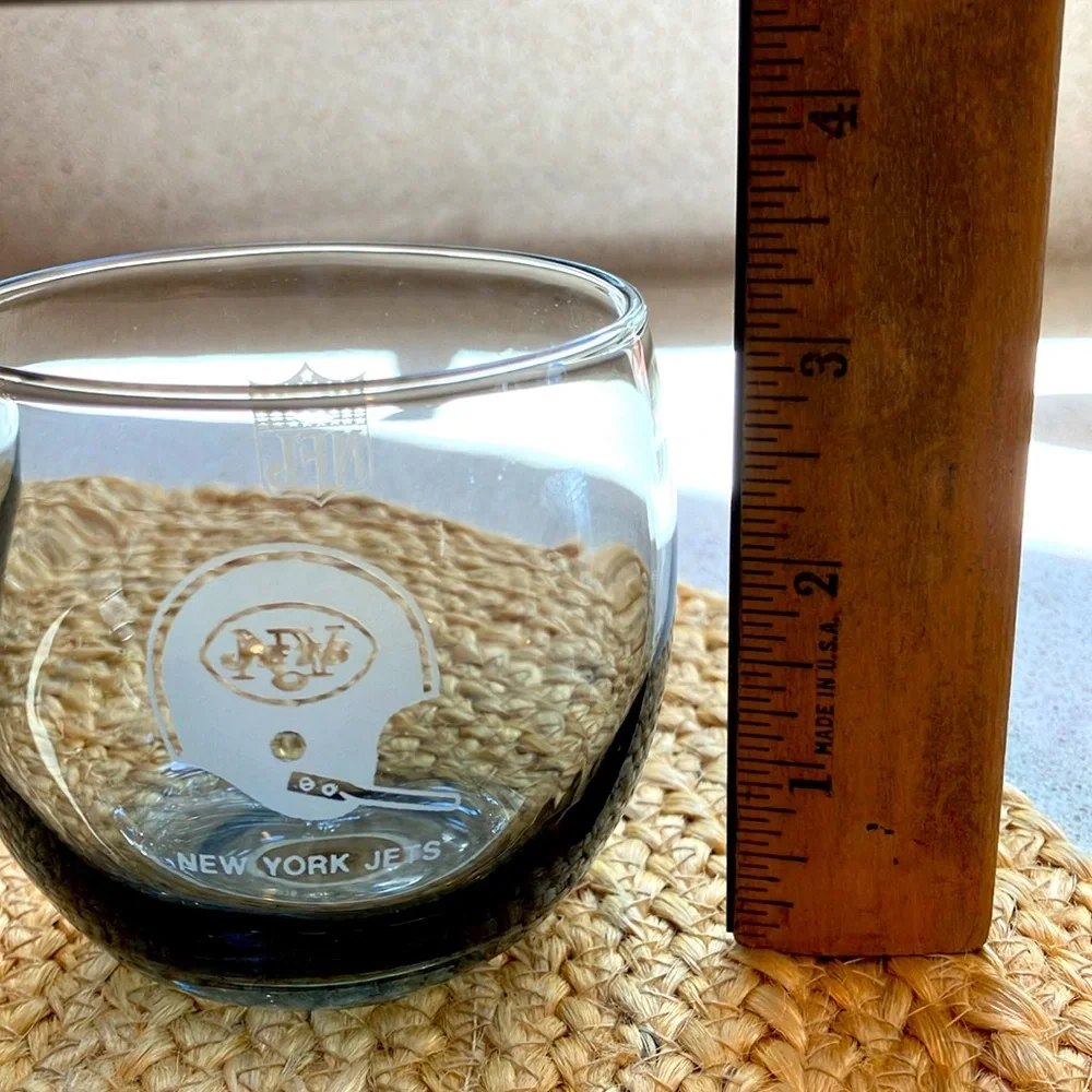 (5) Vintage Smokey NY Jets NFL Lowball Cocktail Glasses